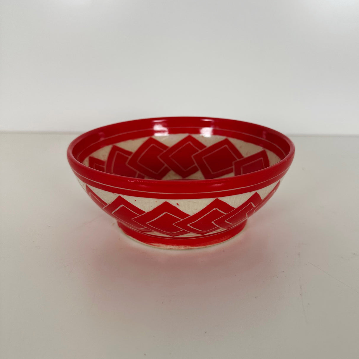 Red Tumbling Square Carved Bowl | Cindy Walker Davidson