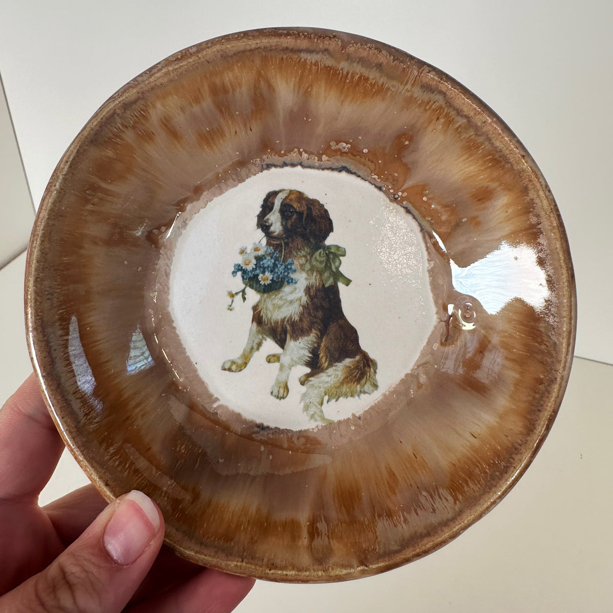 Stoneware Floral Dog Dish- featuring vintage artwork | Jessica Walker