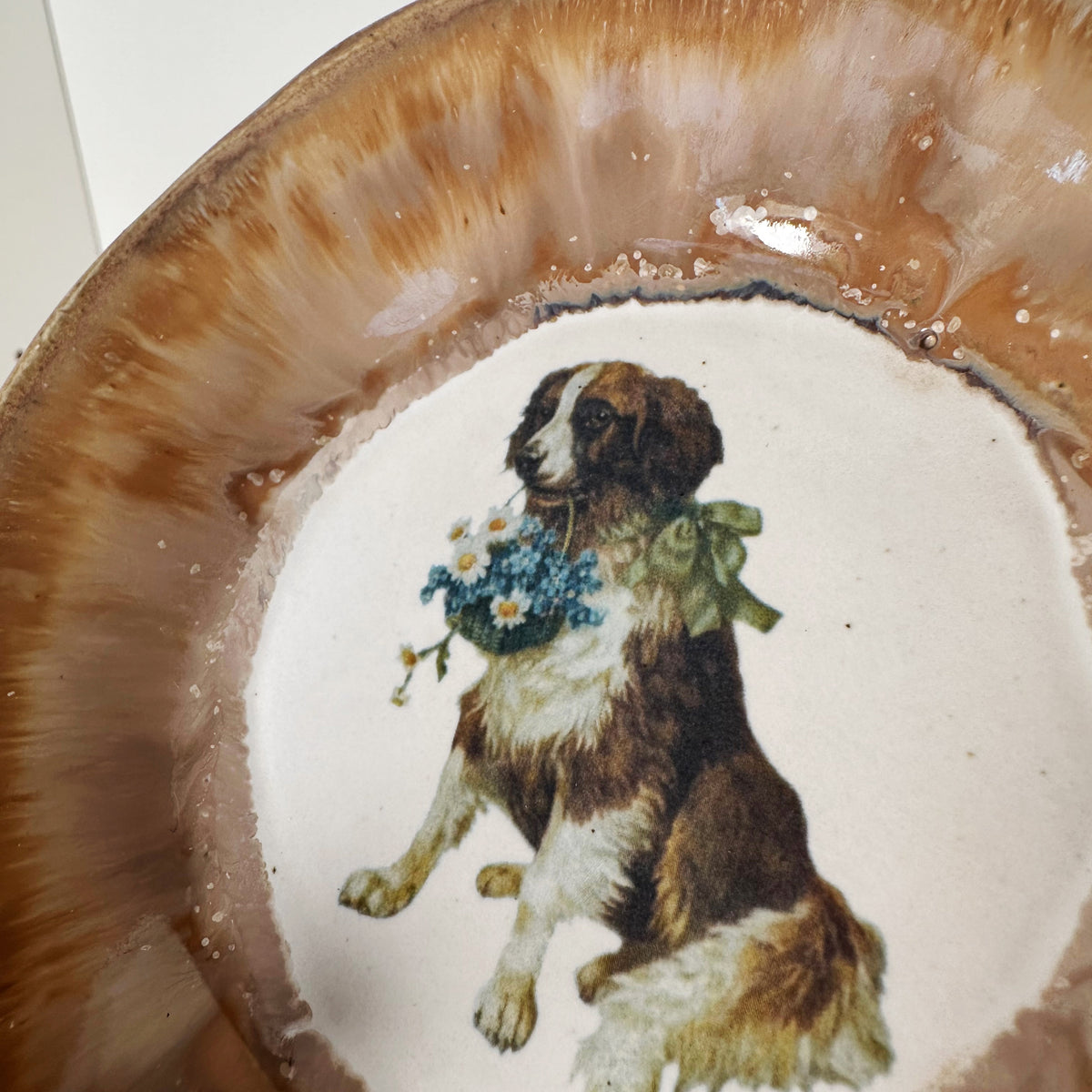 Stoneware Floral Dog Dish- featuring vintage artwork | Jessica Walker