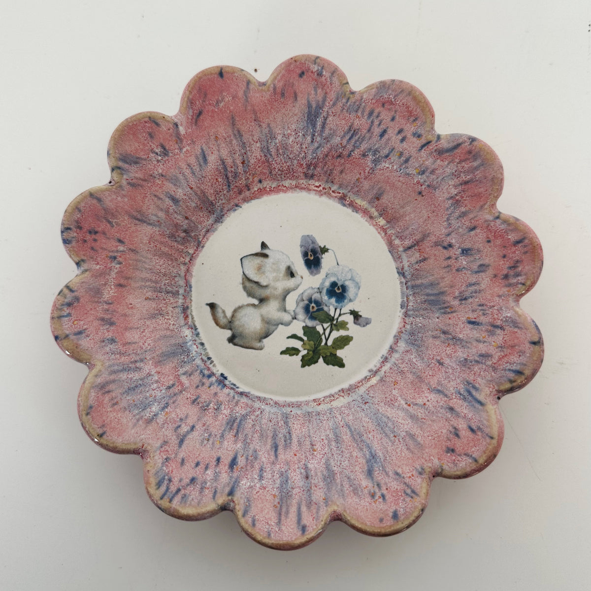 Stoneware Floral Kitten Dish- featuring vintage artwork | Jessica Walker
