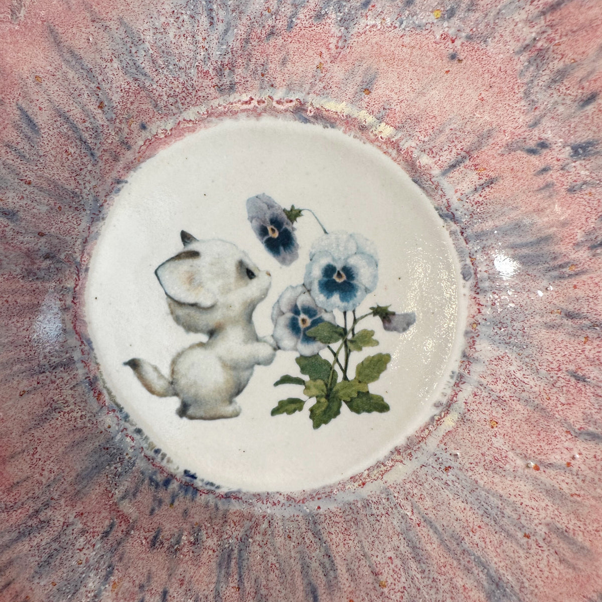 Stoneware Floral Kitten Dish- featuring vintage artwork | Jessica Walker