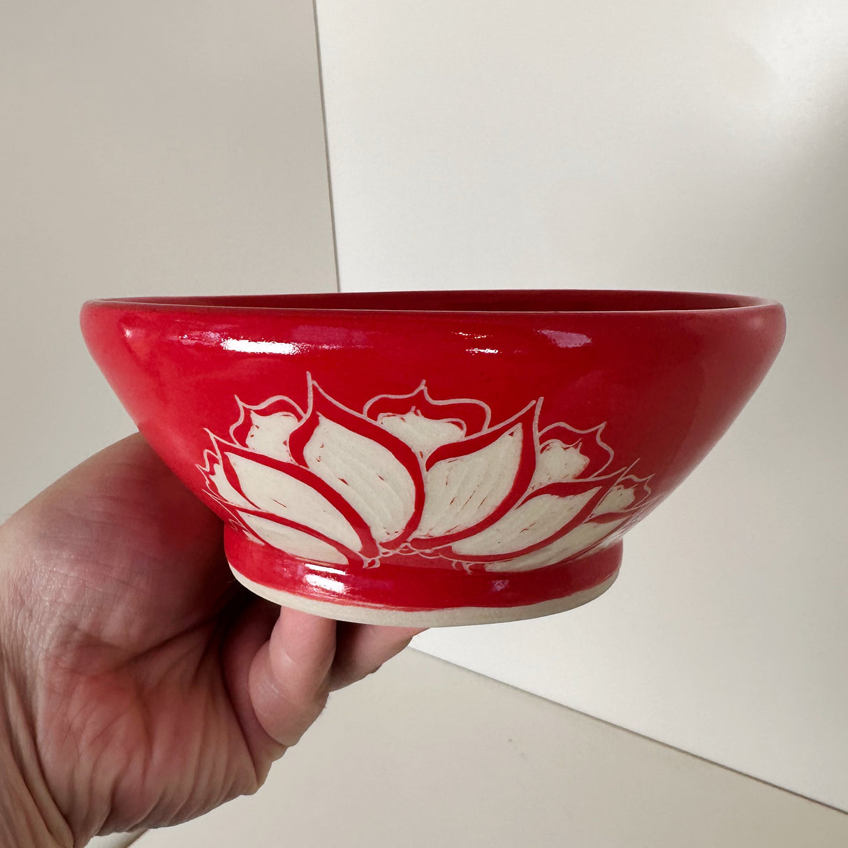 Small Red Floral Carved Bowl | Cindy Walker Davidson