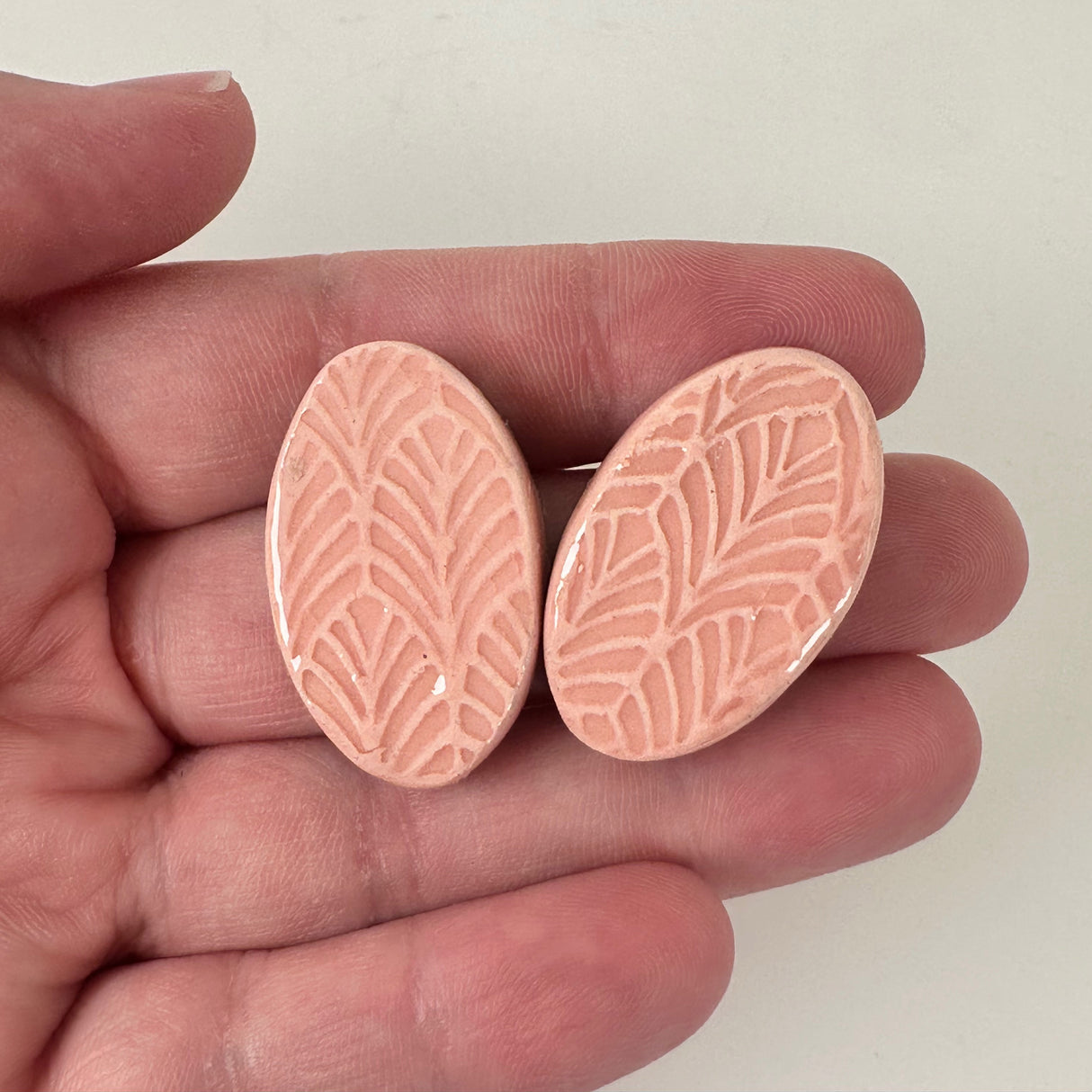 Medium Textured Pink Clay Earrings | Little Mouse Clayworks