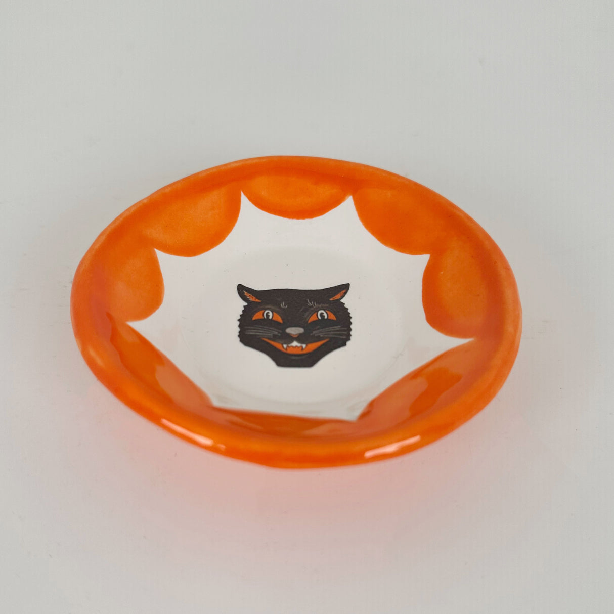 Halloween Cat Orange Scalloped Mini Dishes | Jessica Walker