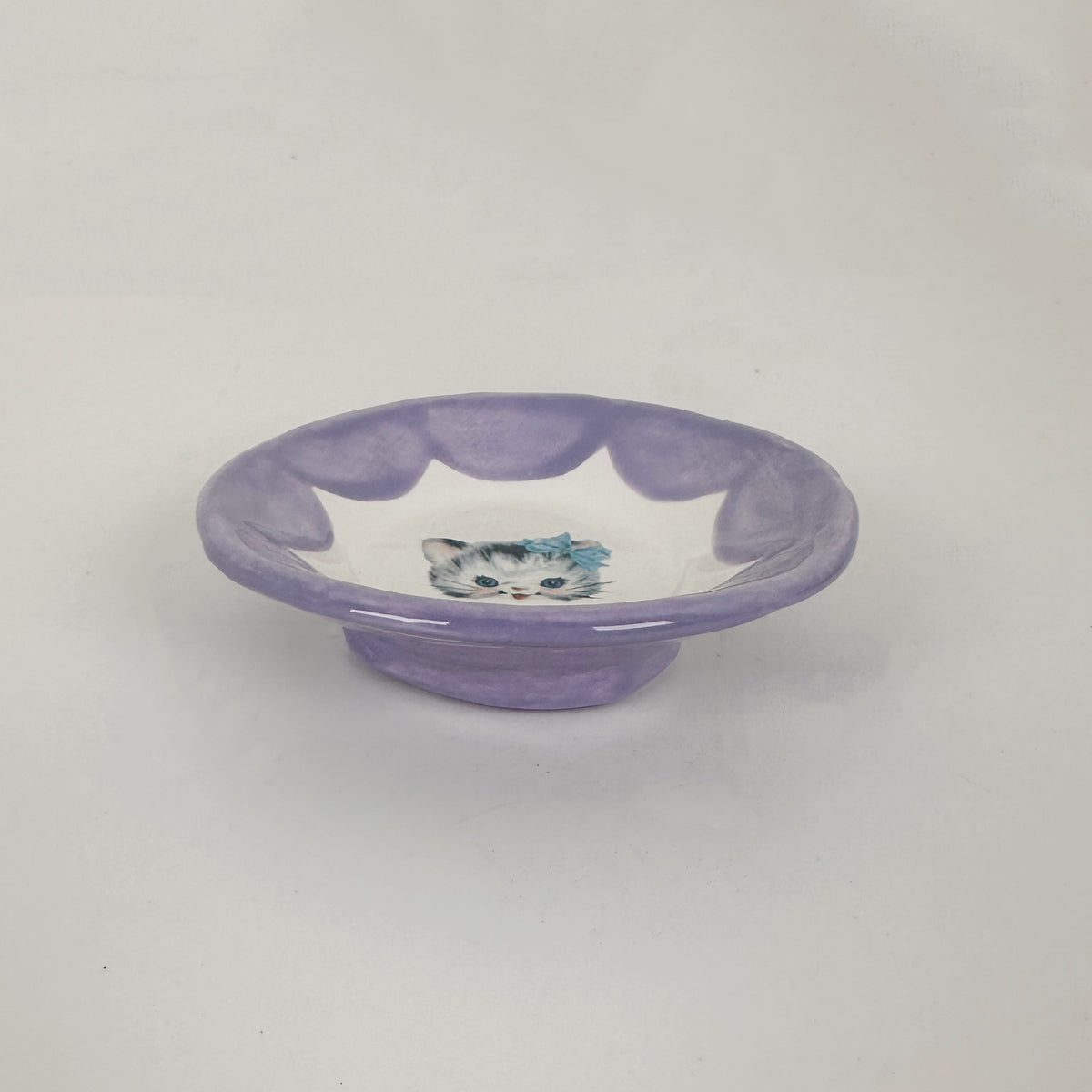 Purple Mini Dishes Featuring Vintage Cat Artwork | Jessica Walker