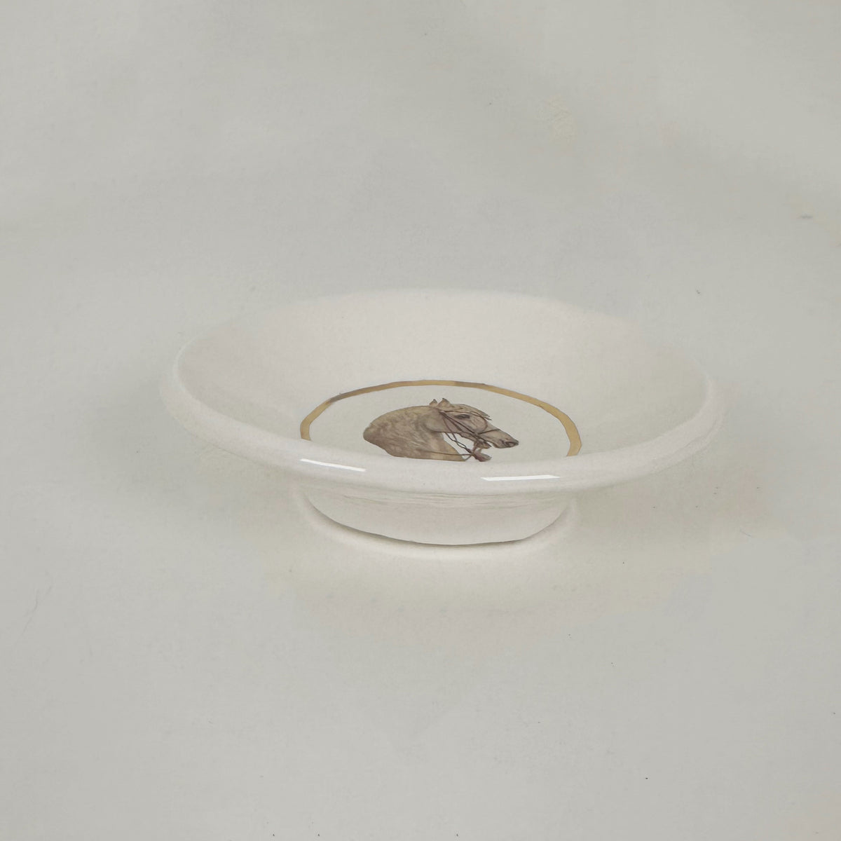 White Dish Featuring Vintage White Horse Artwork | Jessica Walker