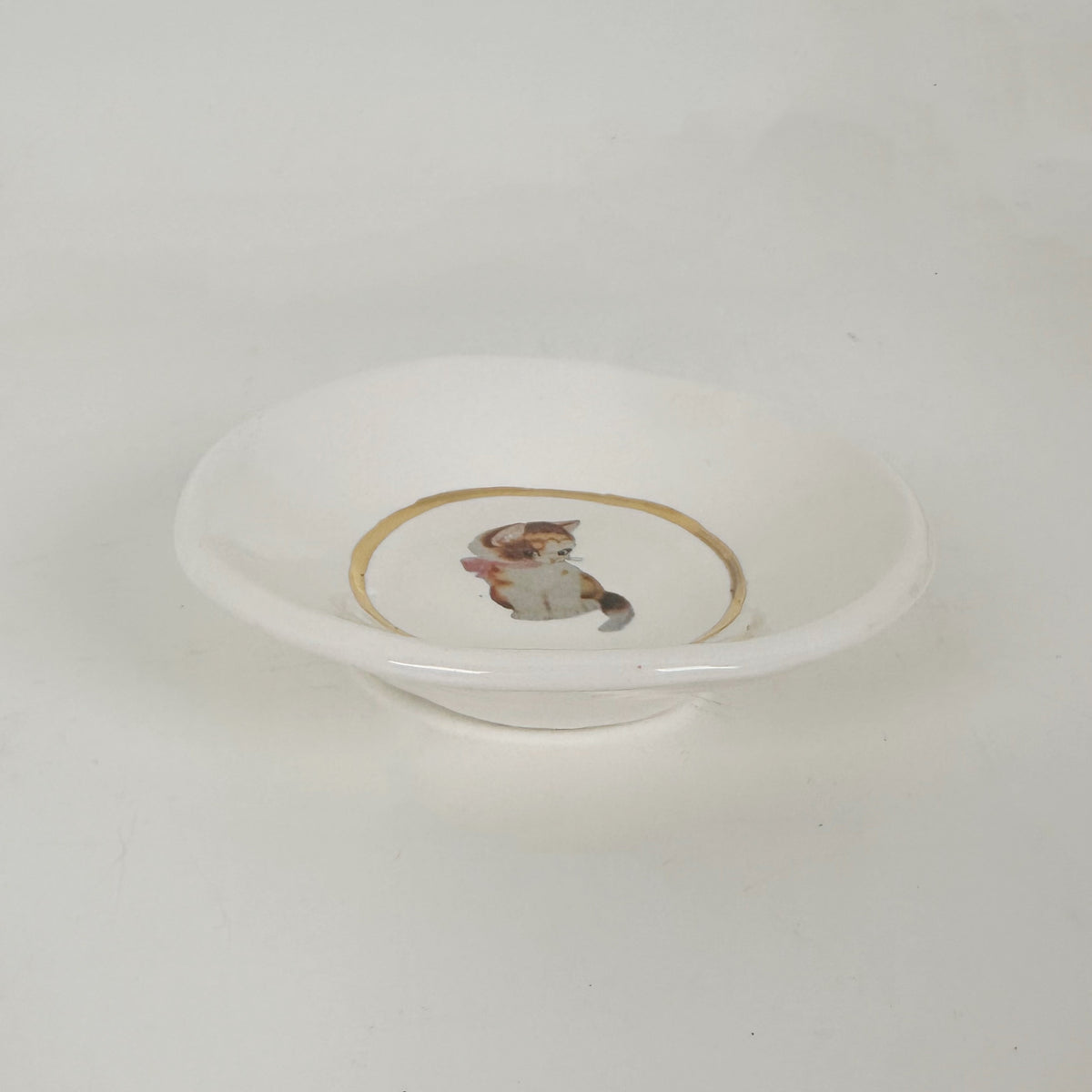 White Dish Featuring Vintage Artwork & Hook for Hanging - Flirty Kitten | Jessica Walker