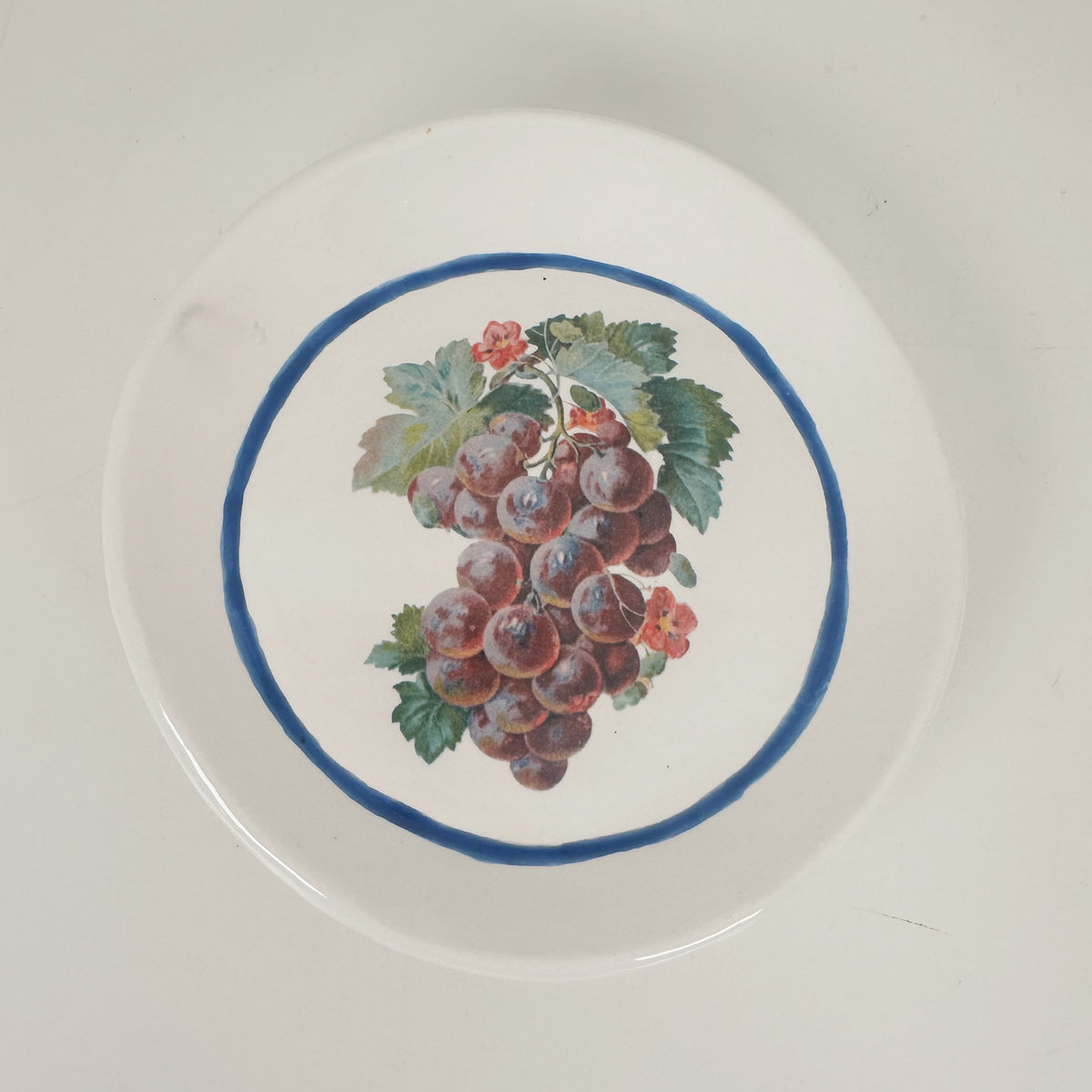 White Dish Featuring Vintage Artwork & Hook for Hanging - Bunch of Grapes | Jessica Walker