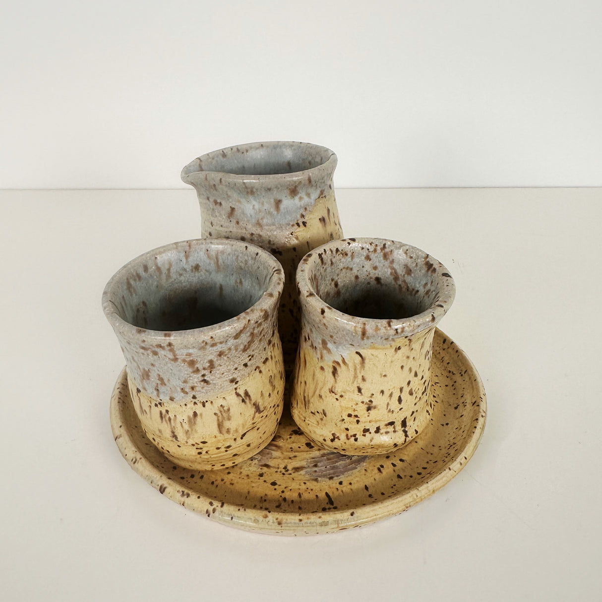 Speckled and Light Blue Sake Set | Bunnyfoot Pottery