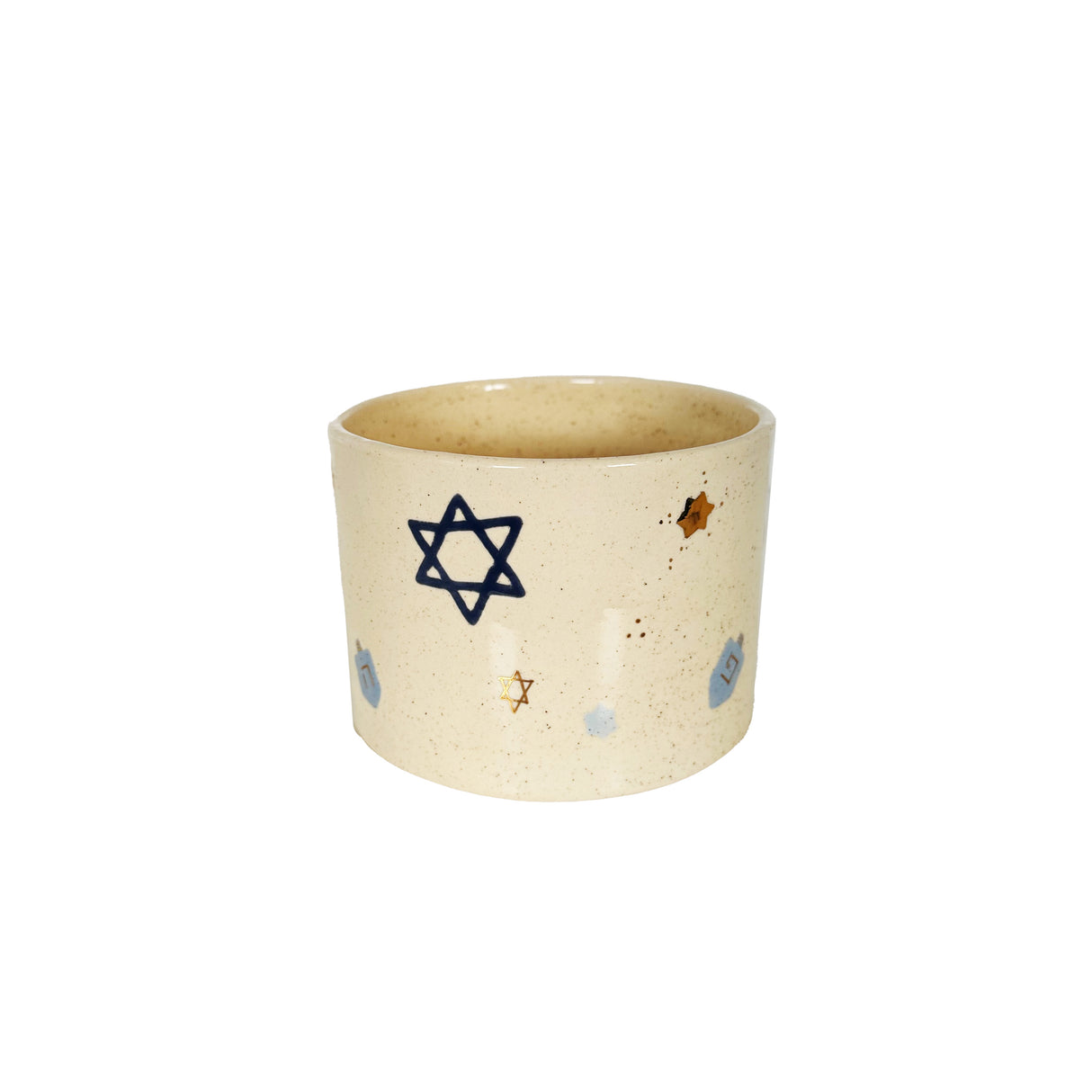 Hanukkah Confetti Round Vases Featuring 22k Gold- Available with Optional Handpoured Pure Beeswax Candle