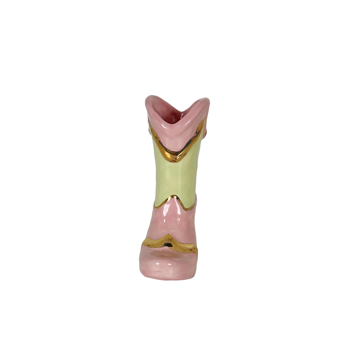 Mini Cowboy Boot Ornament with 22k Gold Details- Pink & Melon Green