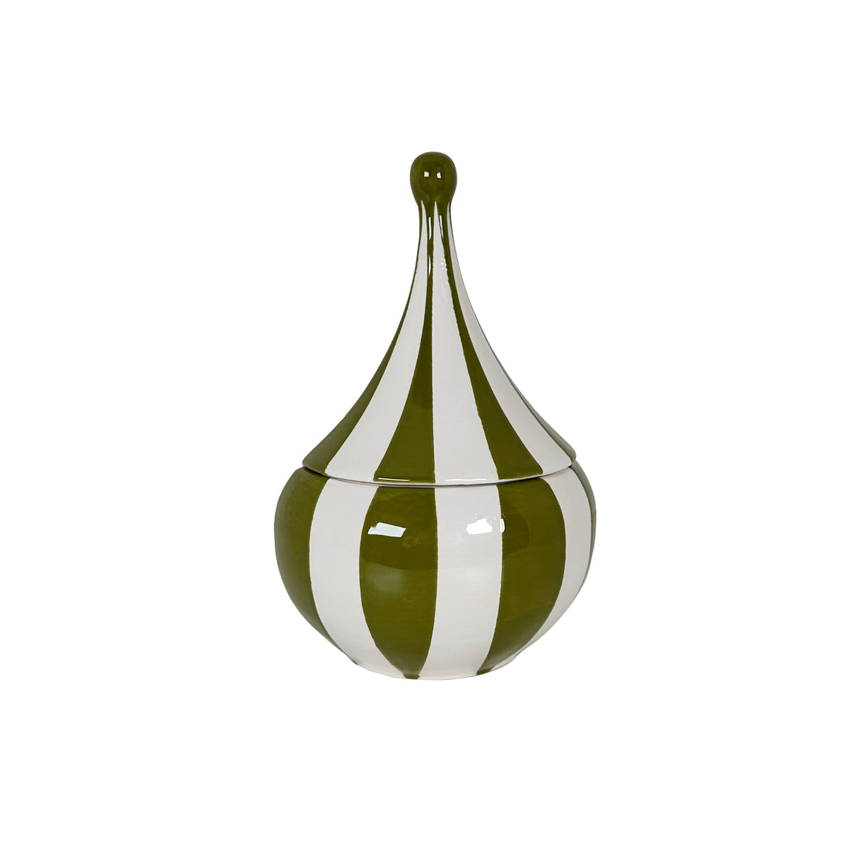 Big Top Stripes Teardrop Jars in Martini Green