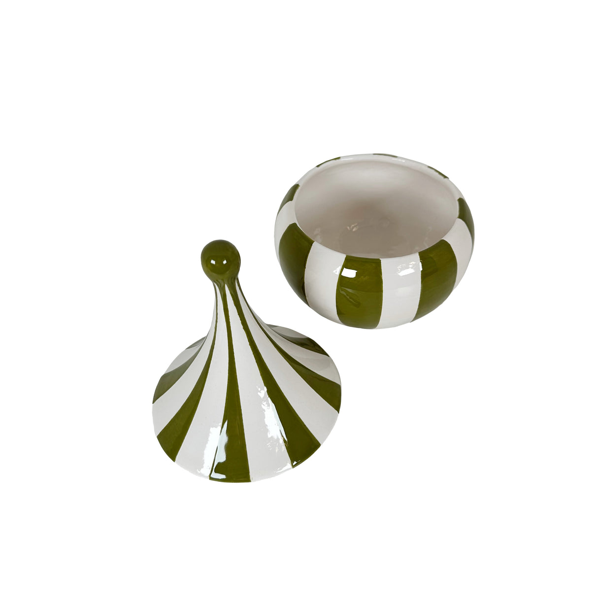Big Top Stripes Teardrop Jars in Martini Green