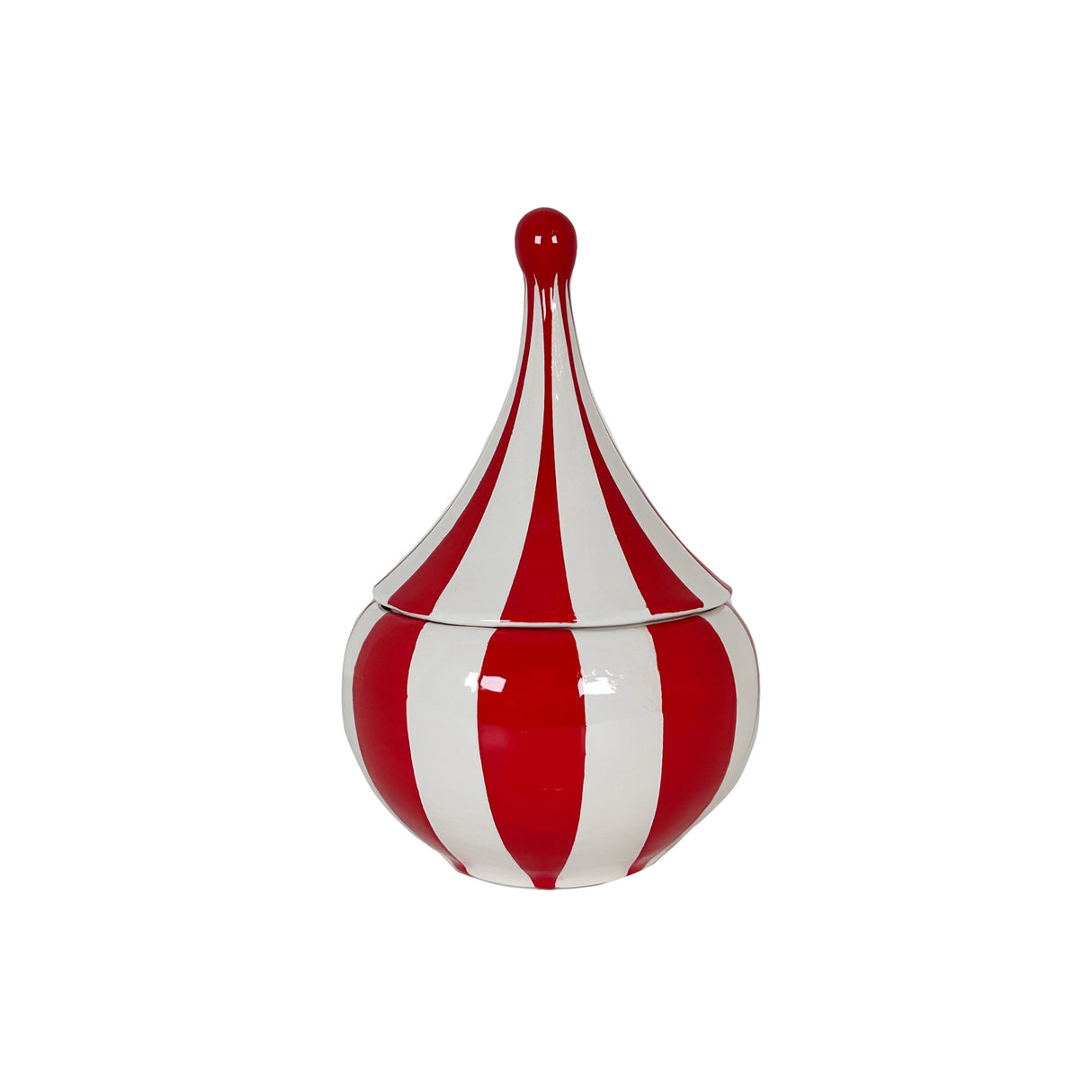 Big Top Stripes Teardrop Jars in Ruby Red