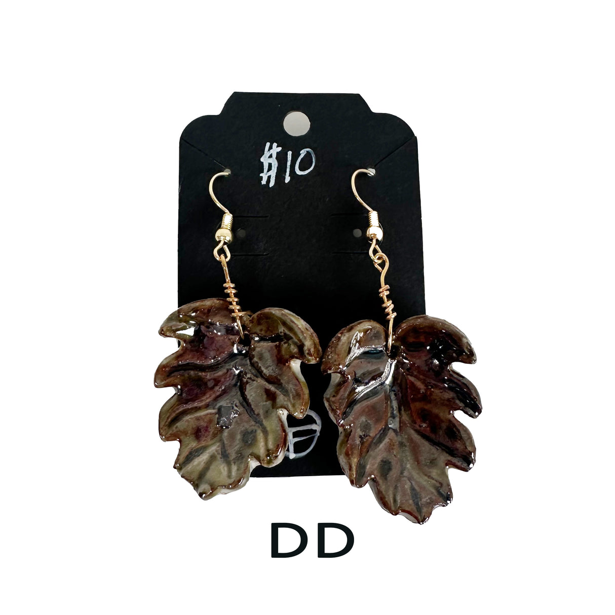 Black & White Marbled Ceramic Earrings Featuring Gold Accents- Multiple Shapes & Styles Available