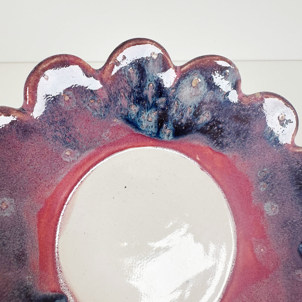 Speckled Purple & Magenta Scalloped Plate with Hook for Hanging | Jessica Walker