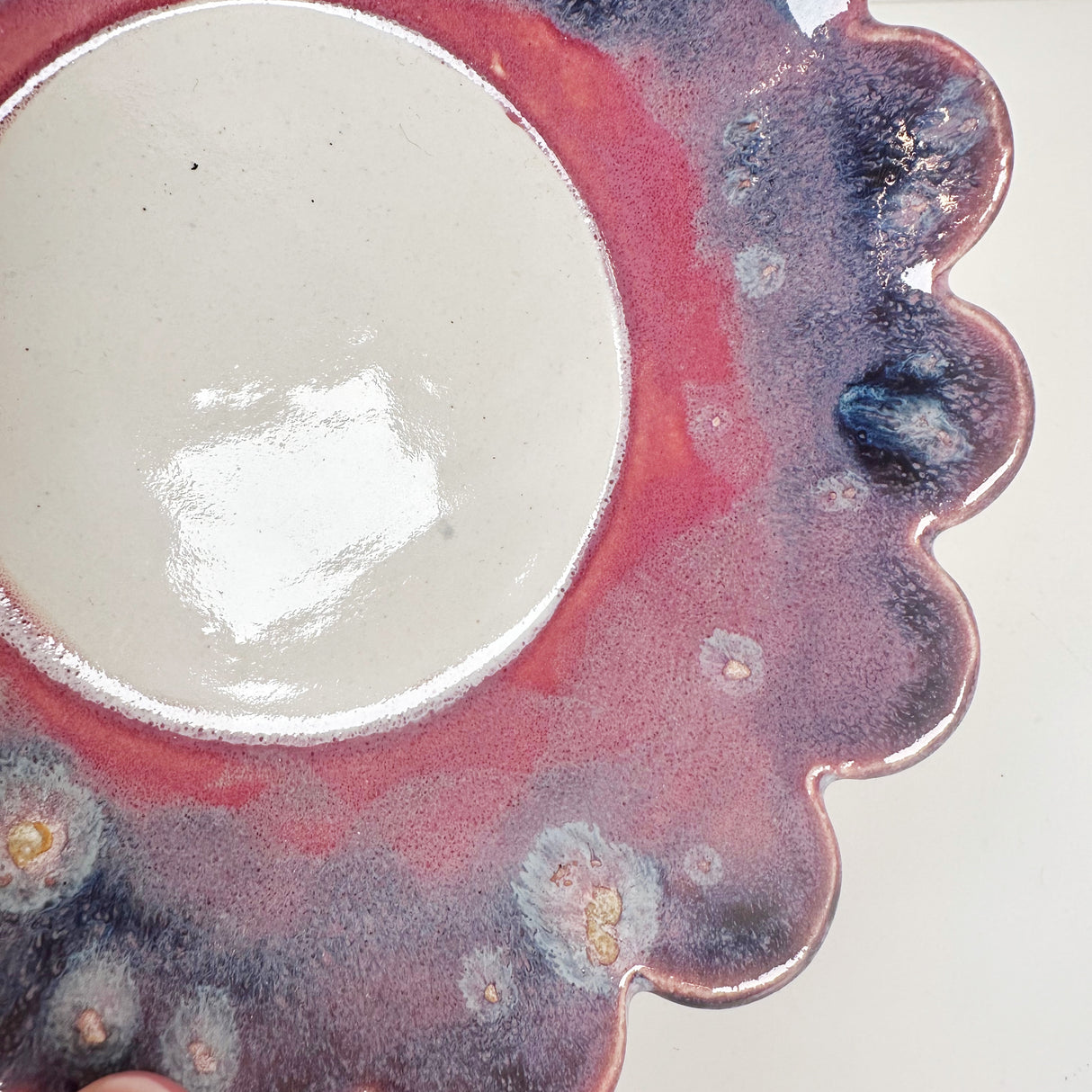 Speckled Purple & Magenta Scalloped Plate with Hook for Hanging | Jessica Walker