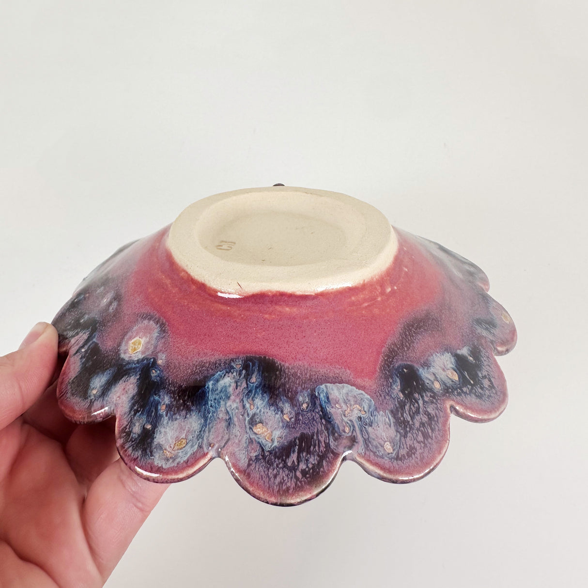 Speckled Purple & Magenta Scalloped Plate with Hook for Hanging | Jessica Walker