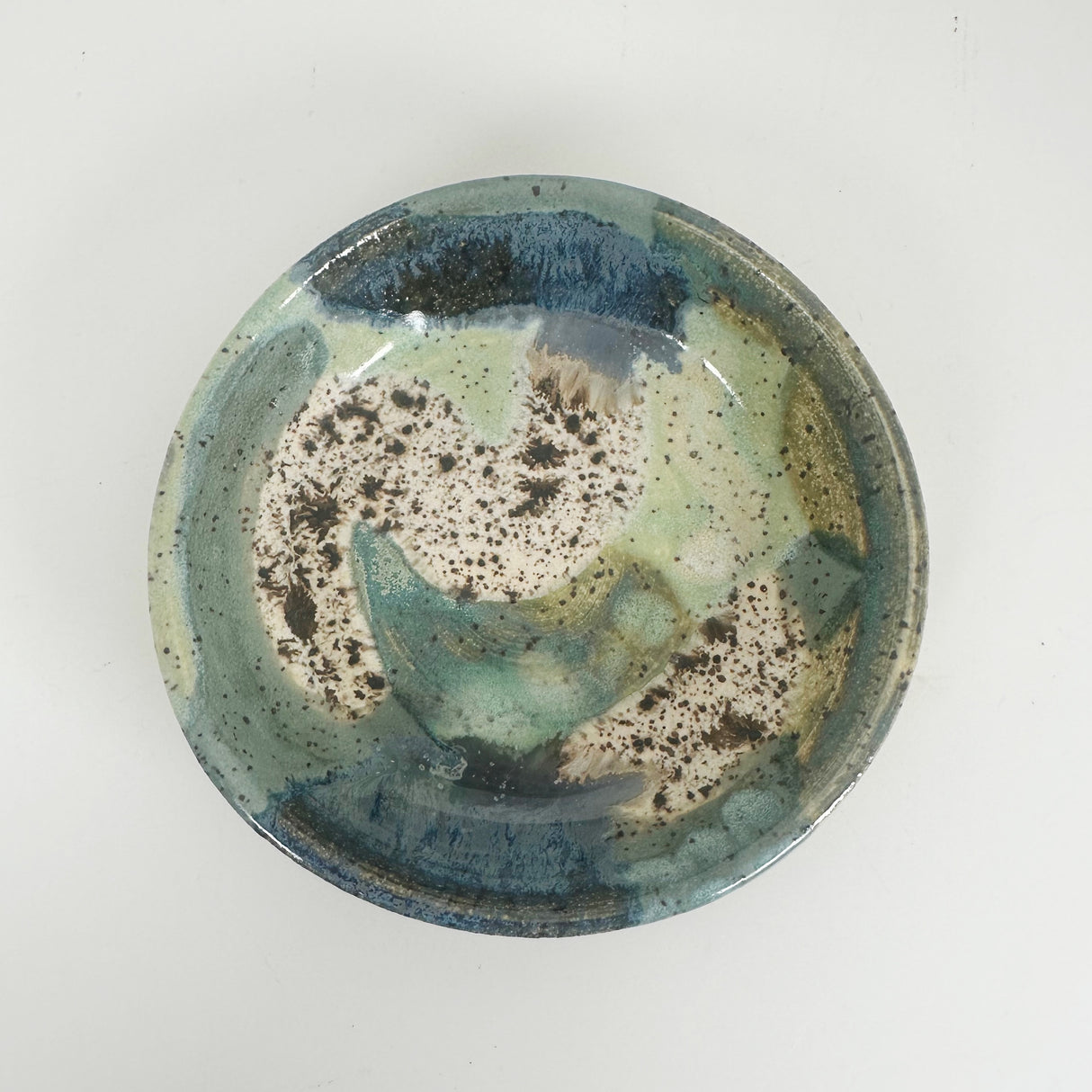 Winter Woods and Blue Green Speckled Stoneware Dishes | Madeleine Schmidt