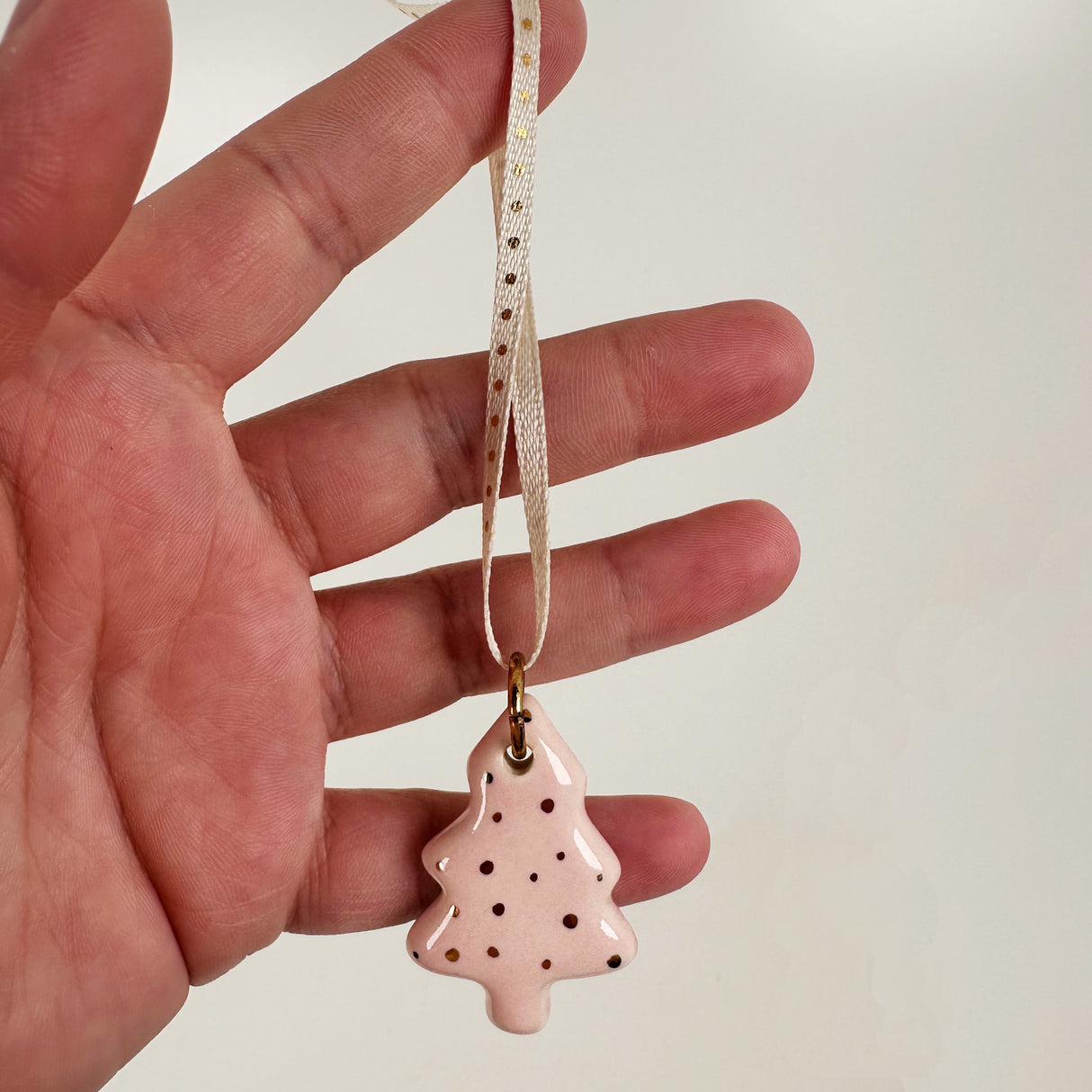 Hand Painted Ceramic Christmas Tree Ornament in Pink | Terra Clay