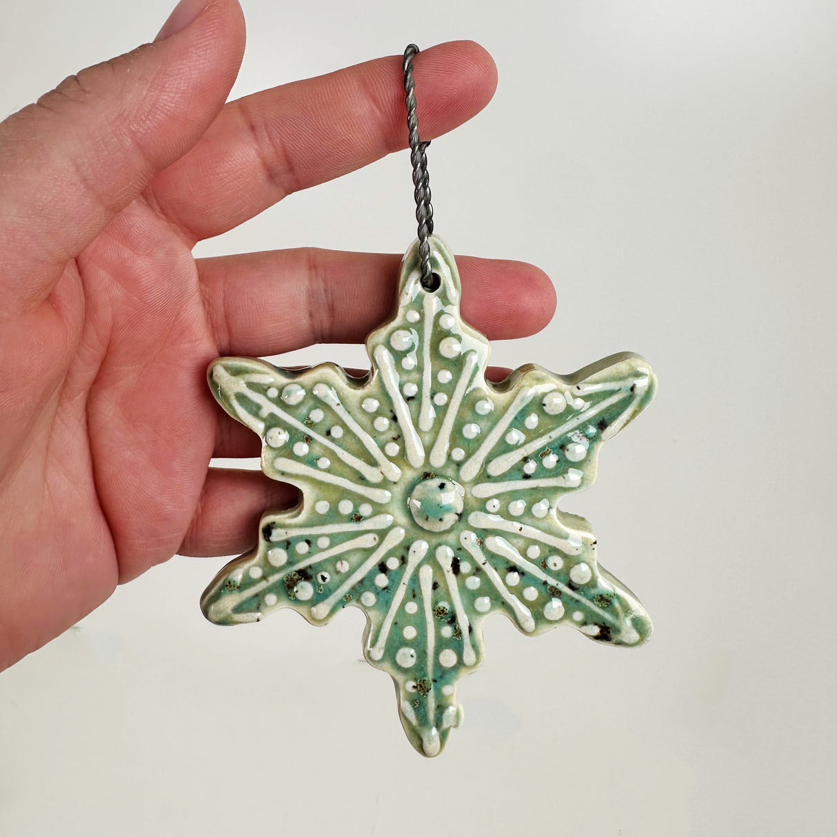 Ceramic Striped Snowflake Ornament | Once & Future Things