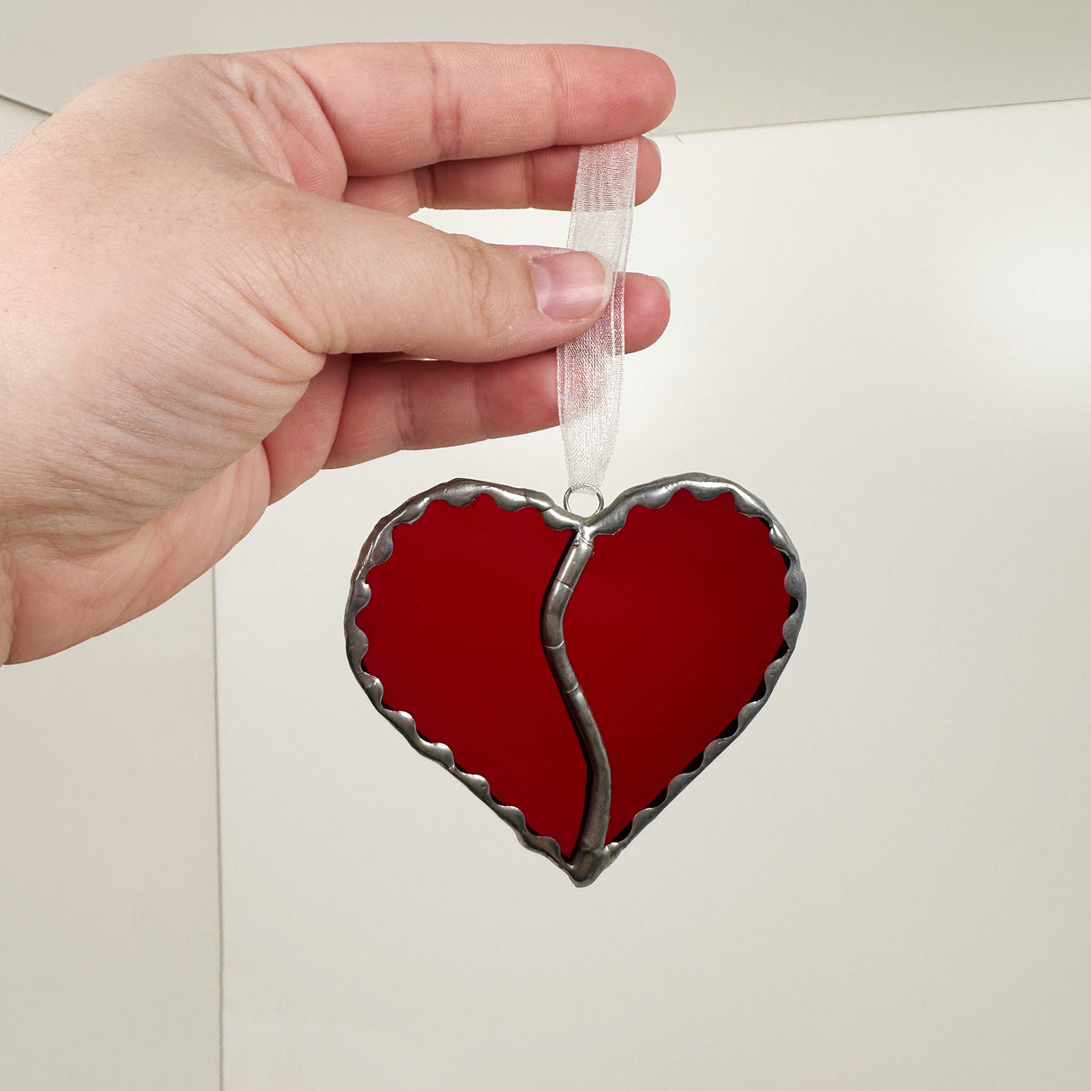 Red Heart Stained Glass Ornament | Art Glass by Anne