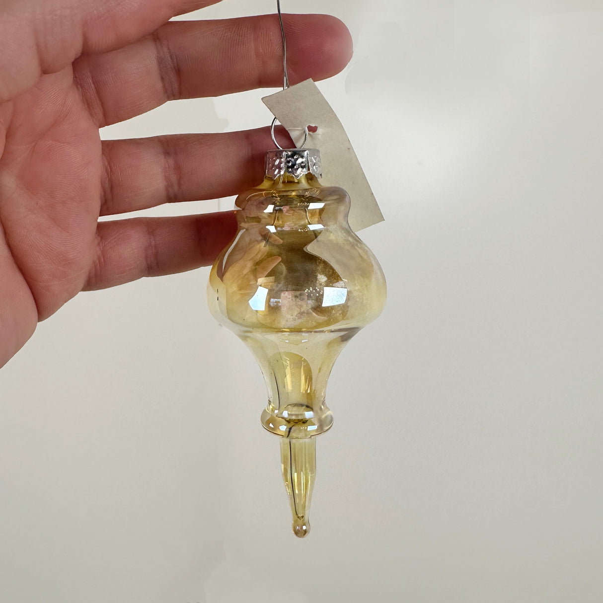 Yellow Tinted Swirl Handblown Glass Ornament- B | Jay Slack