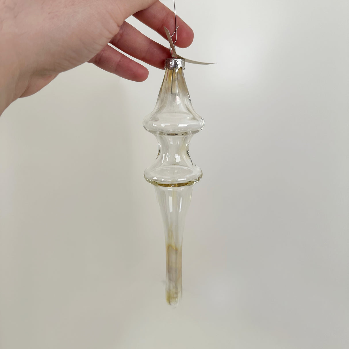 Yellow Tinted Swirl Handblown Glass Ornament- D | Jay Slack