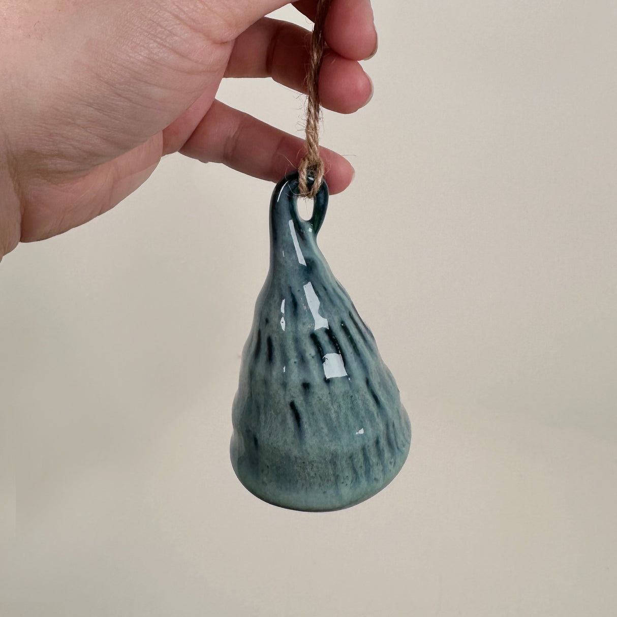 Medium Blue Tiered Tree Ornament with Carved Details | Catherine Aufdenkamp