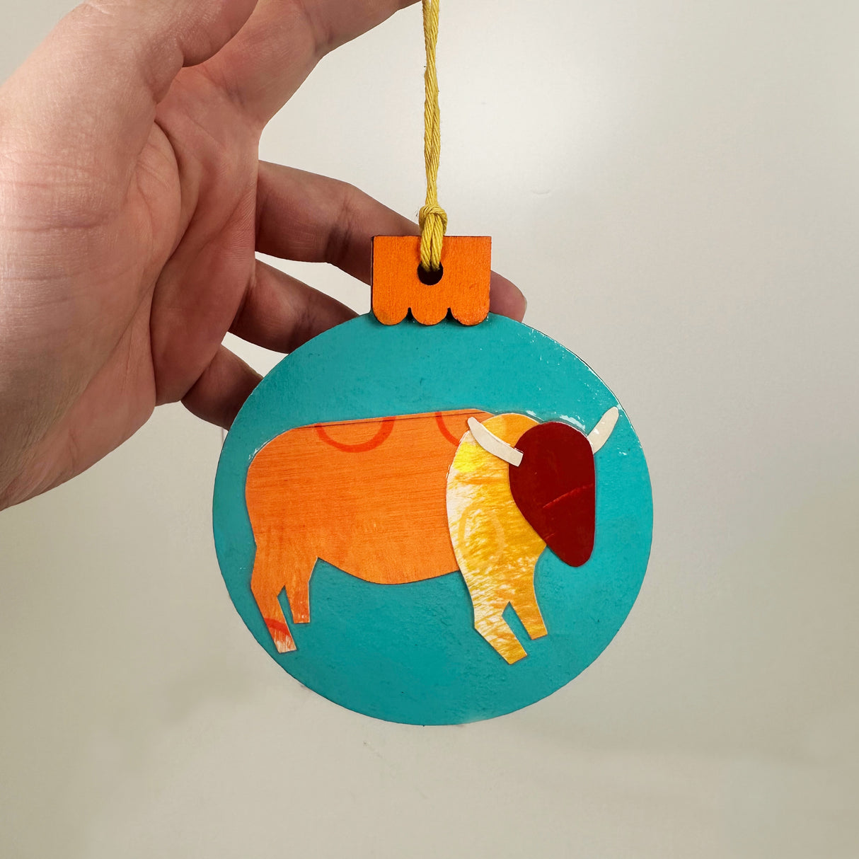 Painted Collage Buffalo Ornament- Multiple Styles Available | Jackie Myers Art
