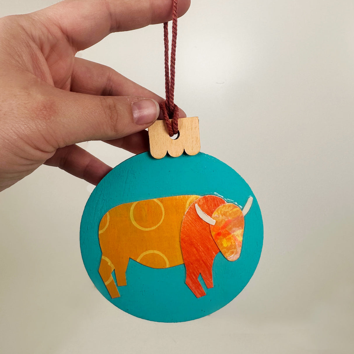 Painted Collage Buffalo Ornament- Multiple Styles Available | Jackie Myers Art