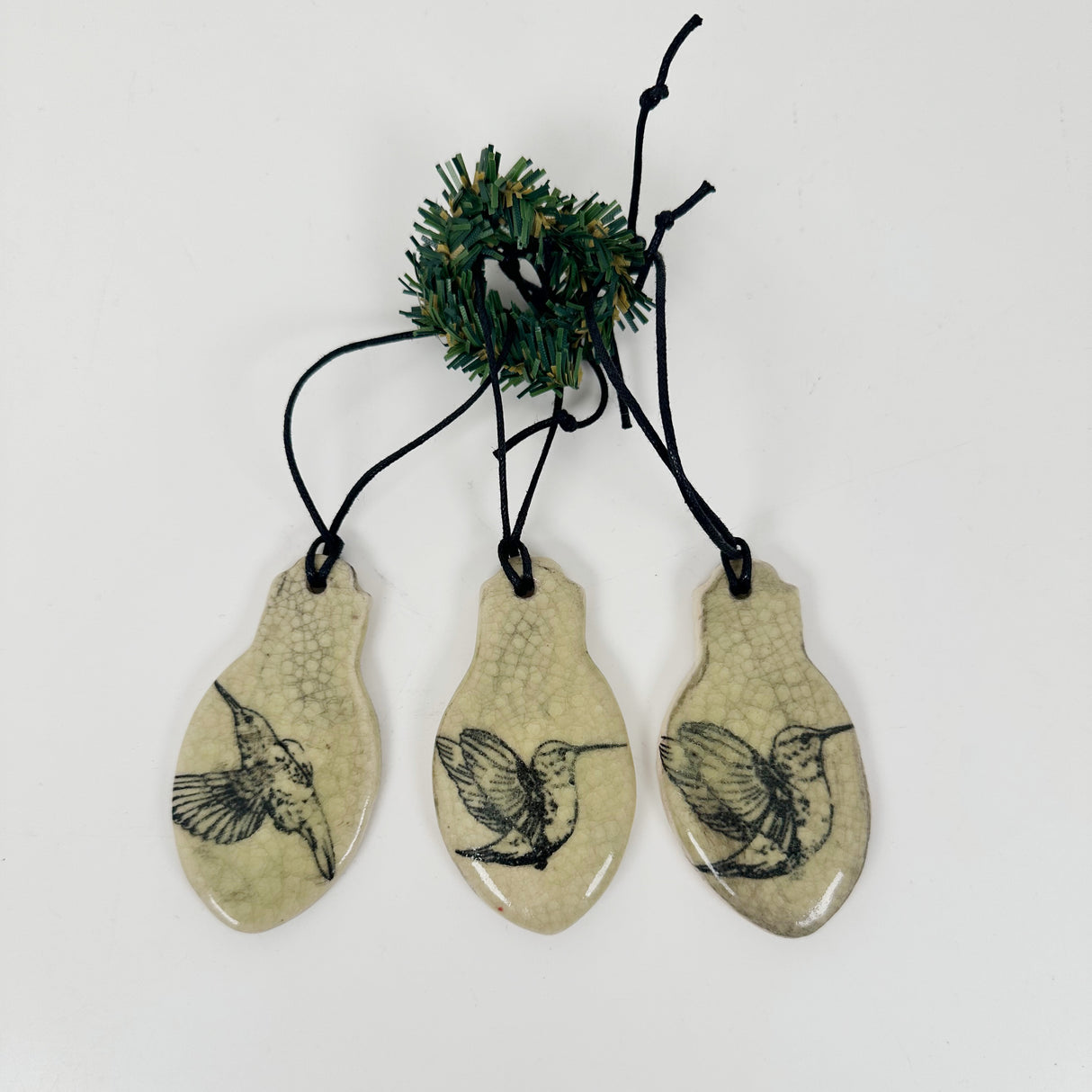 Hummingbird Ceramic Christmas Bulb Ornaments- Set of Three | Lisa Goldfarb