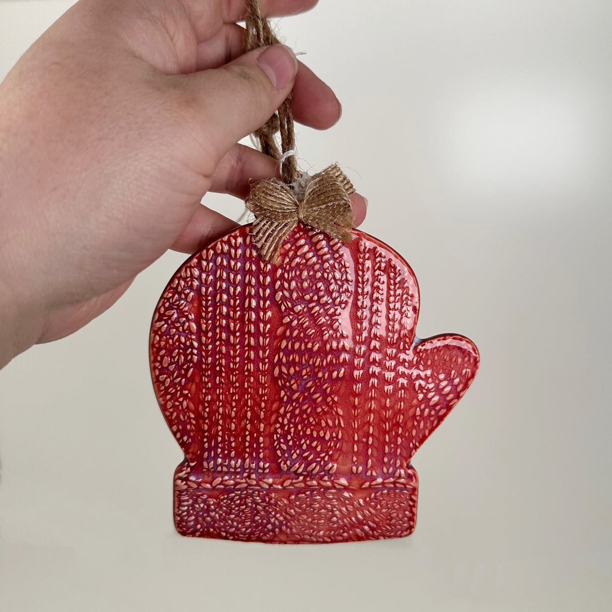 Red Mitten Ceramic Ornament | Sherry Strickland