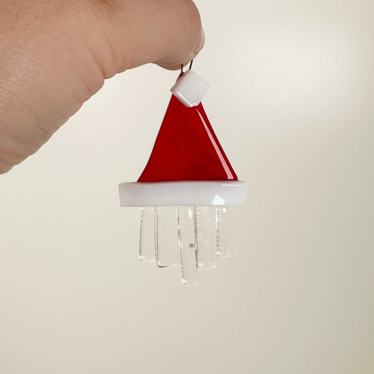 Santa Hat Fused Glass Ornament- Multiple Styles Available | Figments of Imagination