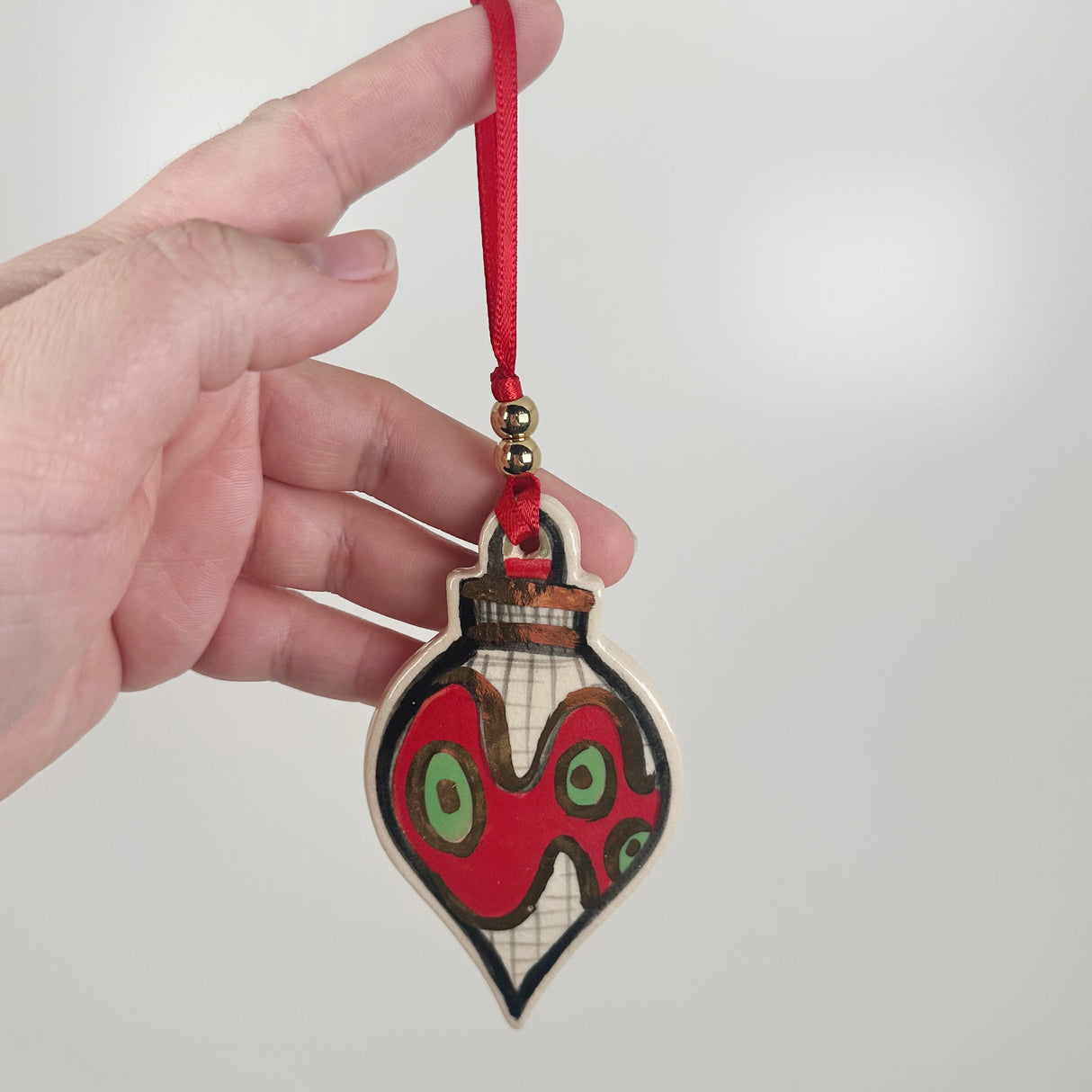 Handpainted Retro Bulb Ornament with 22k Gold | Poppy Chick Studio