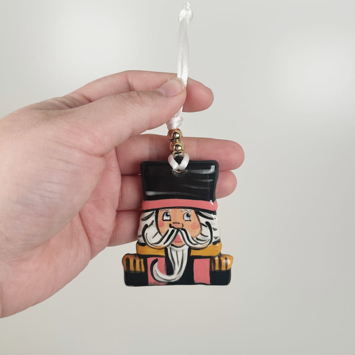 Handpainted Black & Pink Nutcracker Ornament | Poppy Chick Studio