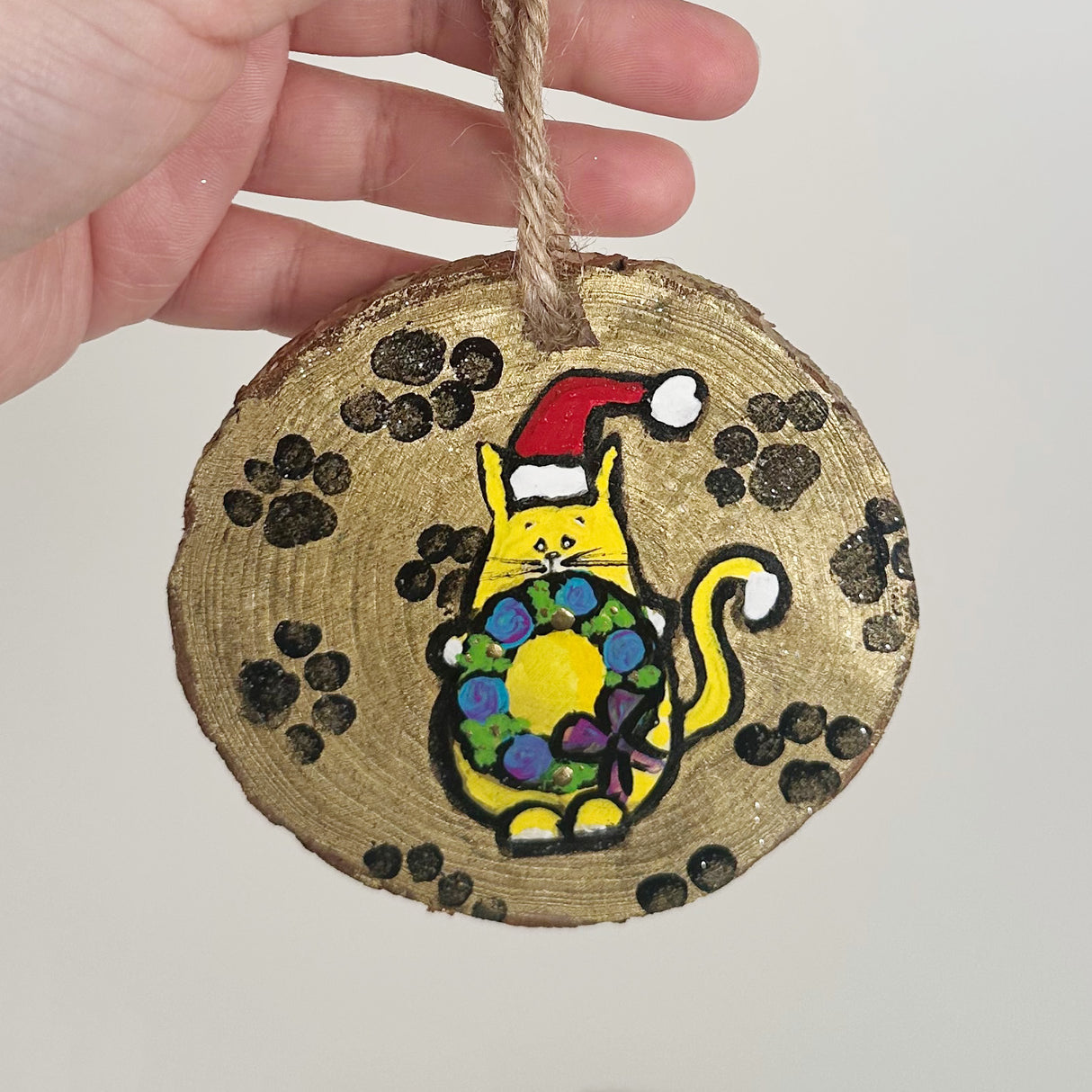Painted Cats Wooden Ornaments | F Thompson