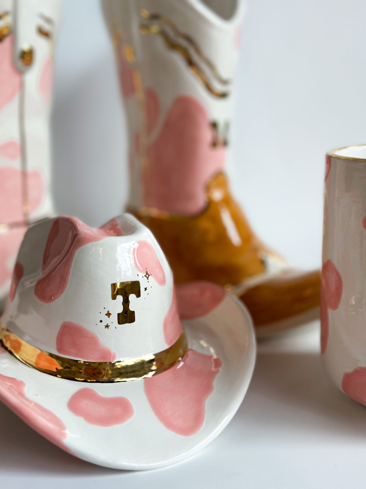 Monogrammed Cow Print Cowboy Hat