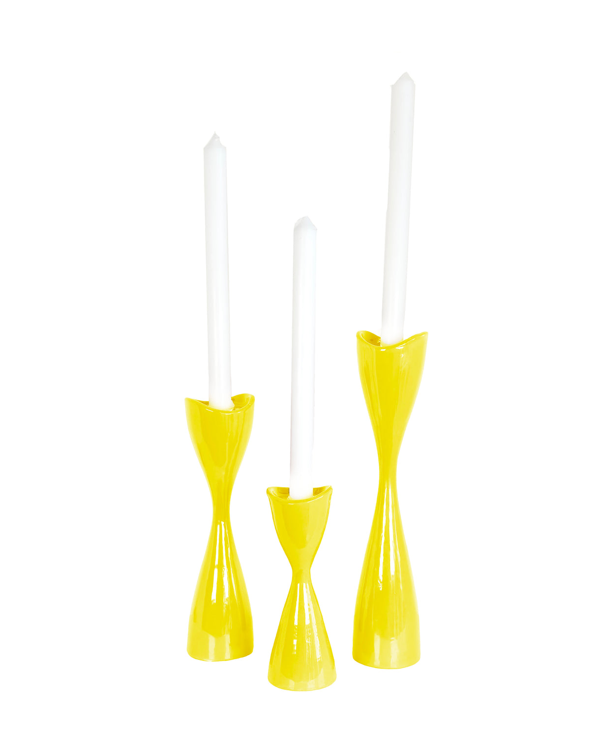 Tulip Candlestick Holders in Limoncello Yellow