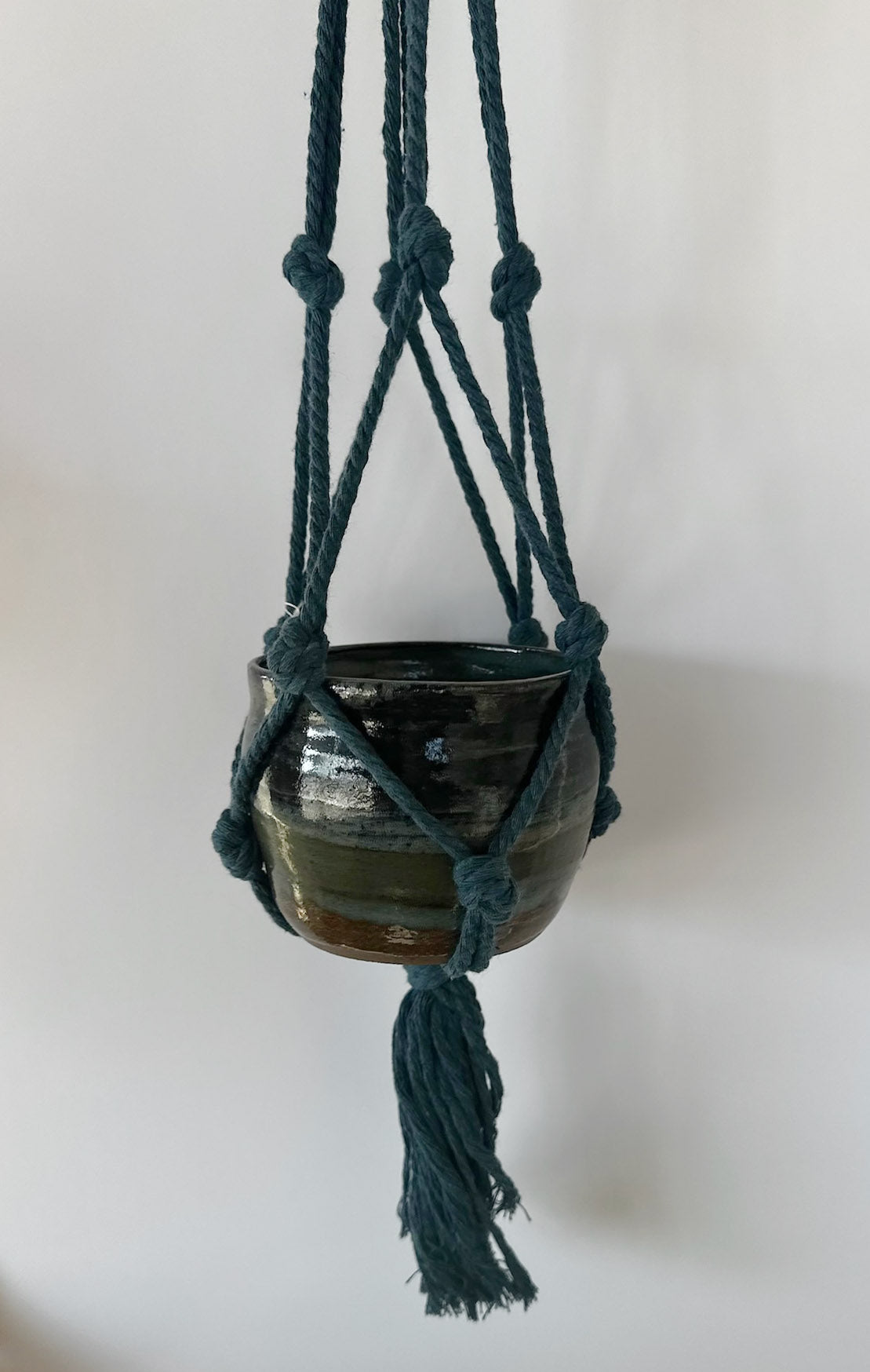 Sandy Brown & Green Hanging Planter