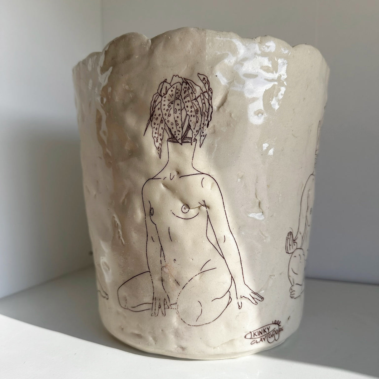 Large Pinch Planters Featuring Nudist Potted Plants- C