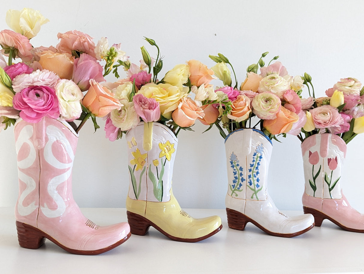 Lo Home x Petite Paloma Cowgirl Boot Vase- Sadie Tulips