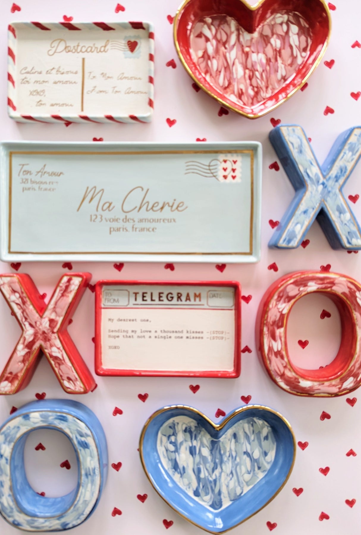 Marbled Heart Trays with 22K Gold Accents | Wholesale