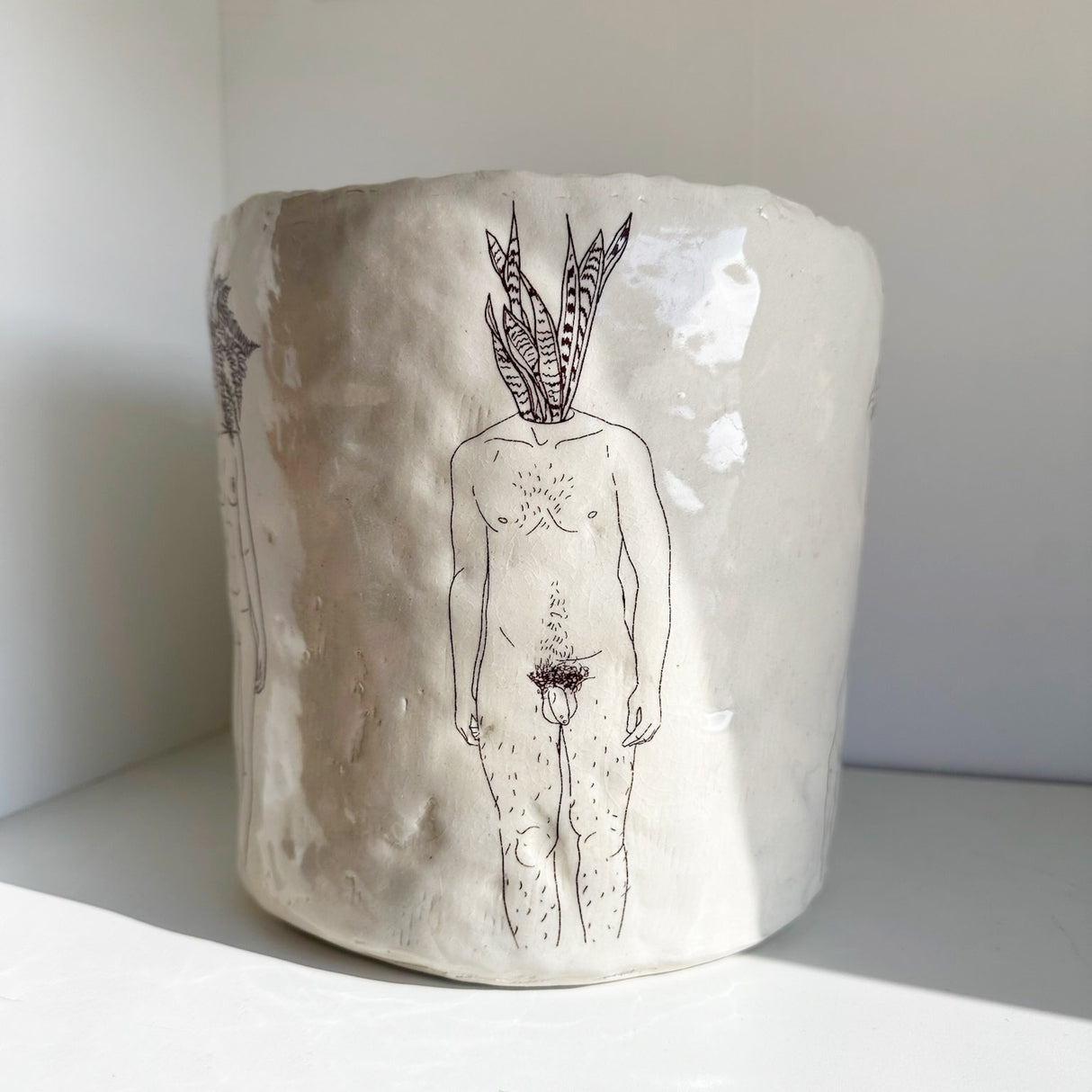 Large Pinch Planters Featuring Nudist Potted Plants- A