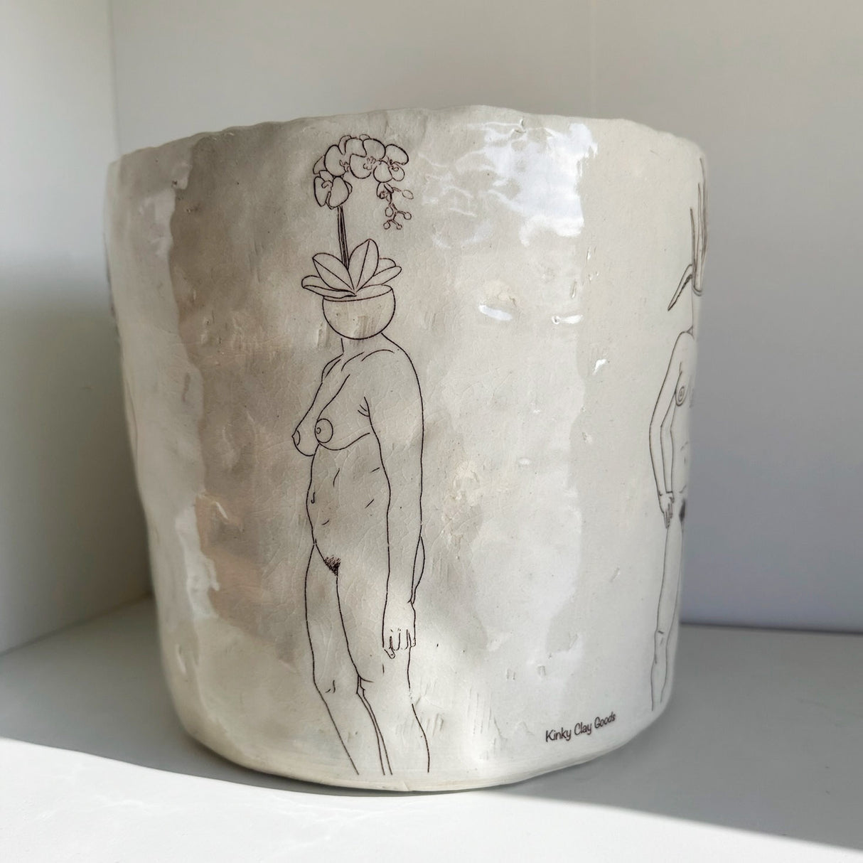 Large Pinch Planters Featuring Nudist Potted Plants- A