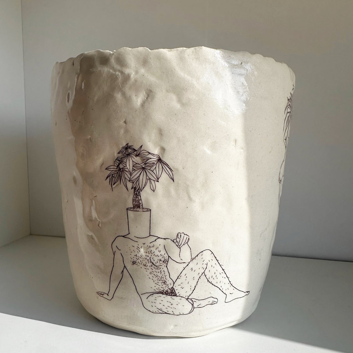 Large Pinch Planter Featuring Nudist Potted Plants-B
