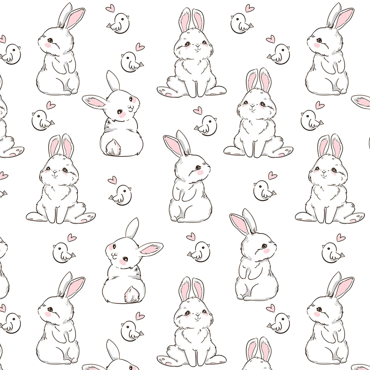 Cartoon Rabbit & Chick Underglaze Transfer