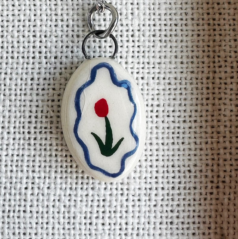 Red Tulip Ceramic Charm Necklace | Terra Clay Co.