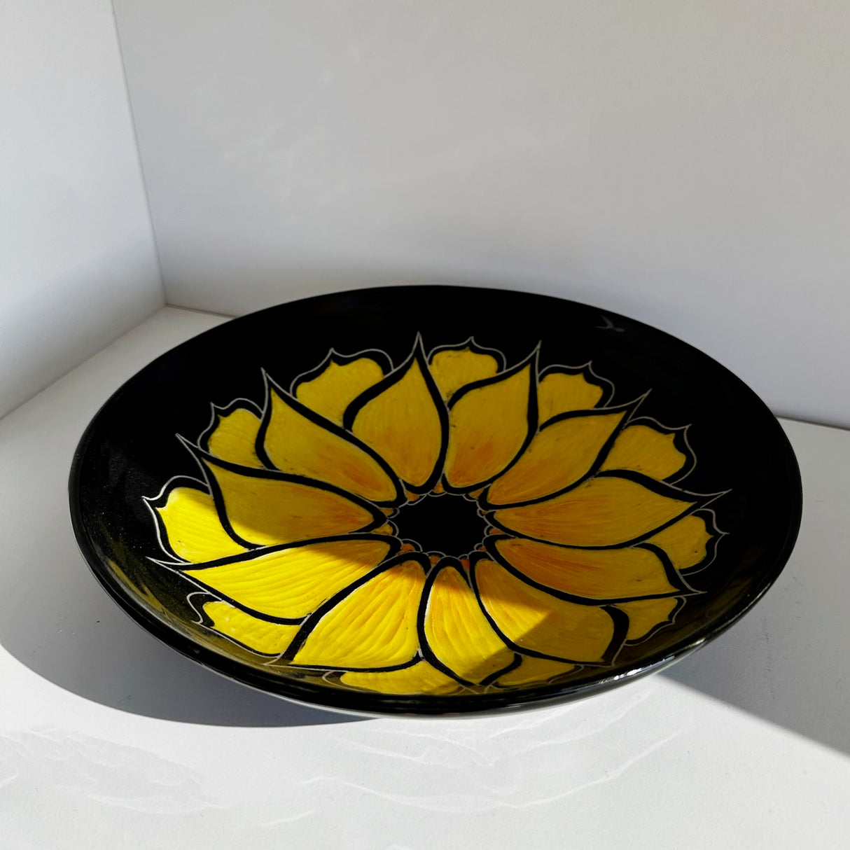 Carved Sunflower Shallow Bowl | Cindy Walker Davidson