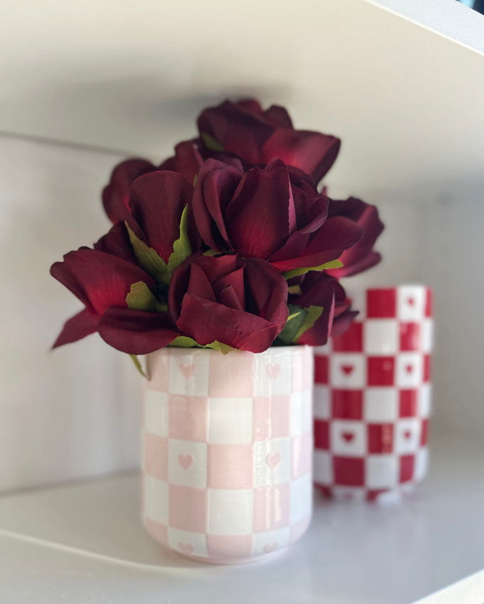 Checkered Heart Vase
